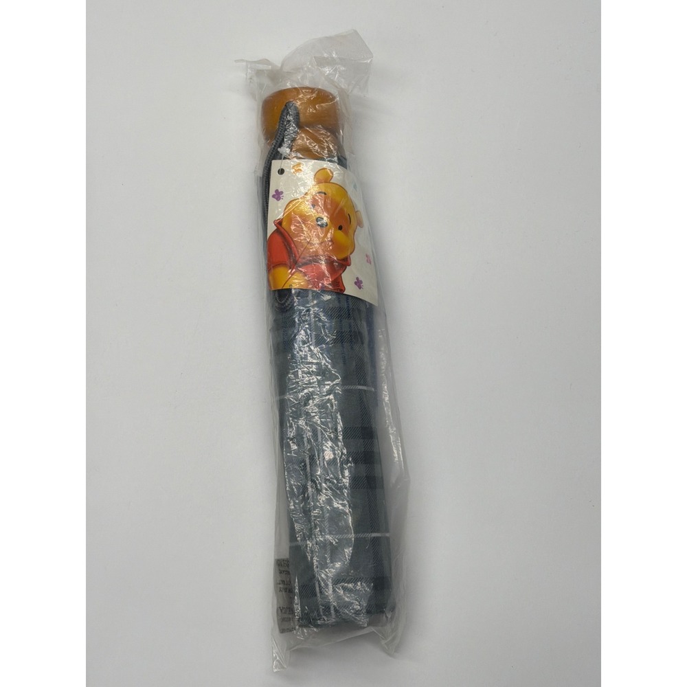Avon Disney Winnie the Pooh Plaid Umbrella Automatic Opener Wooden Handle New